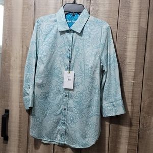 Robert Graham Blue Button Down Shirt with Dress Shirt Collar
